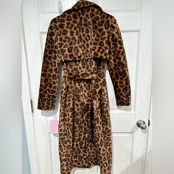Avec Les Filles Flocked Velvet Animal Print Trench Coat | Color: Leopard | XS - Picture 3 of 7